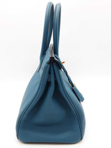 Hermes Birkin 30cm Bleu De Galice Blue Togo Gold Hardware Handbag Do0526lwxzxde