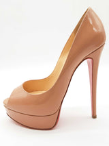 Christian Louboutin Lady Peep Nude Patent Leather Heels Size Eu 37 Do0625lrxde