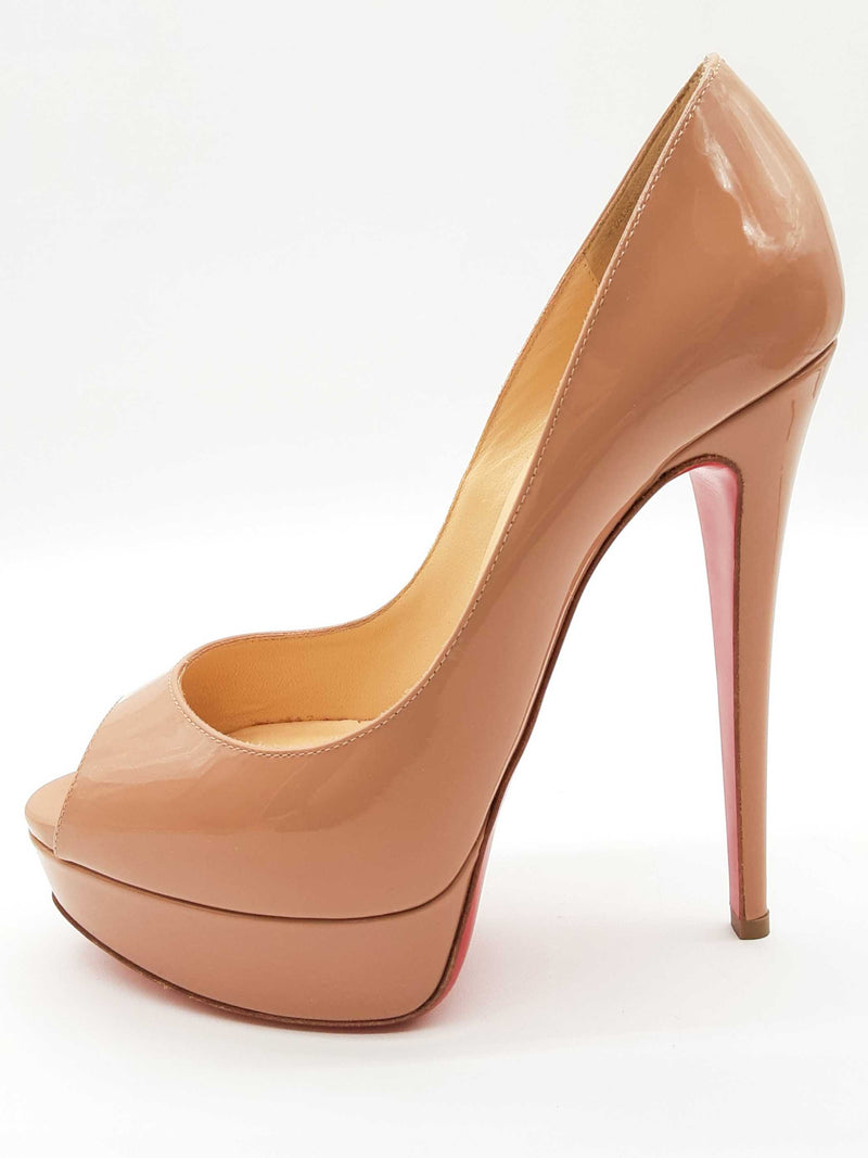 Christian Louboutin Lady Peep Nude Patent Leather Heels Size Eu 37 Do0625lrxde