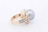 Pearl & Diamond Ring In 18k Yellow Gold 16.4 Grams Size 6.5 Eb1124rlxsa