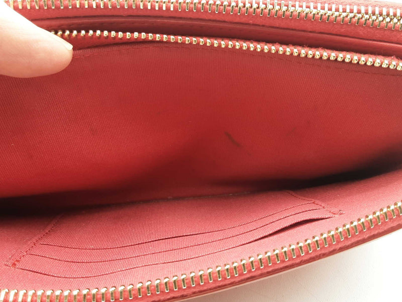 Chanel Cc Filigree Caviar Double Zip Clutch With Chain Red Aa0225rxzsa