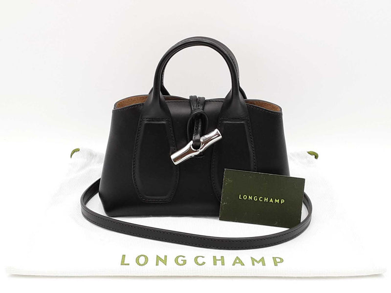 Longchamp Roseau Convertible Black Leather Crossbody Tote Fw0825lrxdu