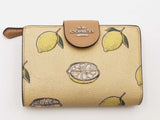 Coach Medium Corner Zip Wallet Lemon Print Yellow Aa0826crsa