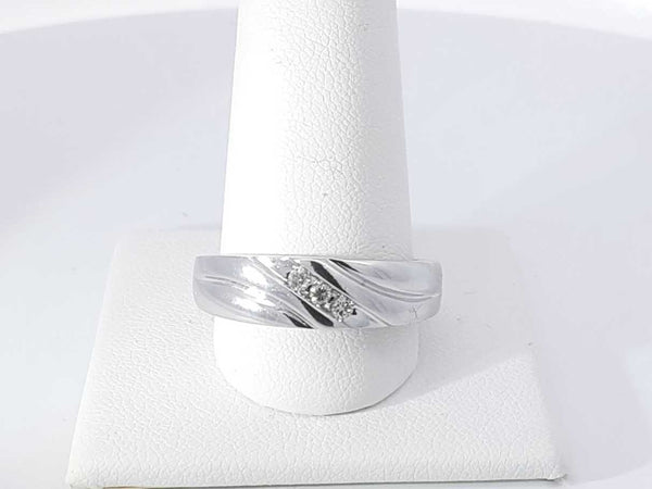 0.09 Cttw 10k White Gold 3.8 Grams Wedding Band Size 10 Aa0725lrzsa