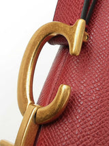 Christian Dior Medium Saddle Bag In Red Grained Leather Fw0126lzxzdu