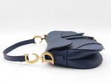 Christian Dior Saddle Bag In Deep Ocean Blue Grained Leather Fw1026llxzdu