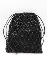 Prada Black Satin Leather Net Overlay Drawstring Crossbody Bag Eb0526pxzde
