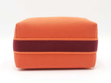 Hermes Bride-a-brac Travel Case In Orange & Burgundy Toile Canvas Fw0326wxzdu