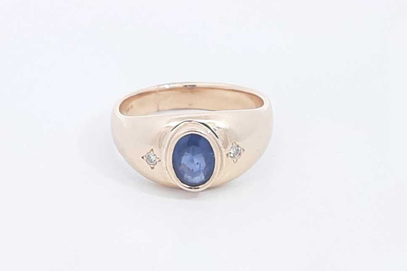 Sapphire & Diamond Ring In 14k Yellow Gold 7.5 Grams Size 9 Eb0425oirsa