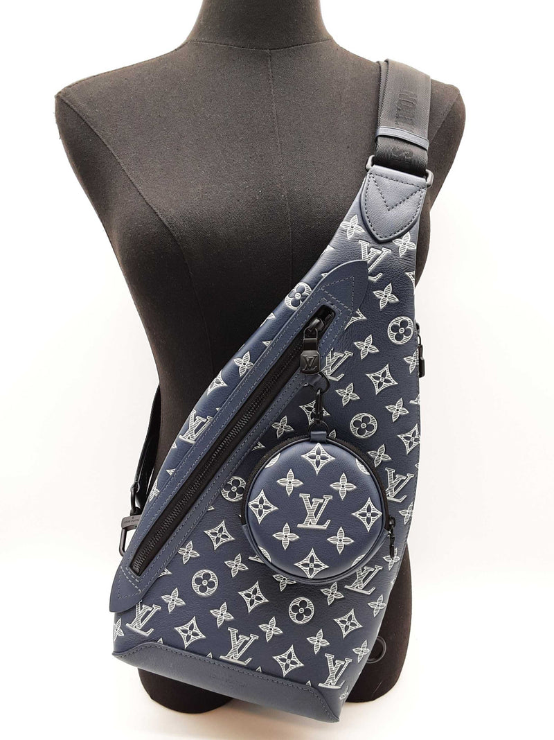 Louis Vuitton Duo Navy Blue Monogram Shadow Leather Slingbag Do0825loxzde