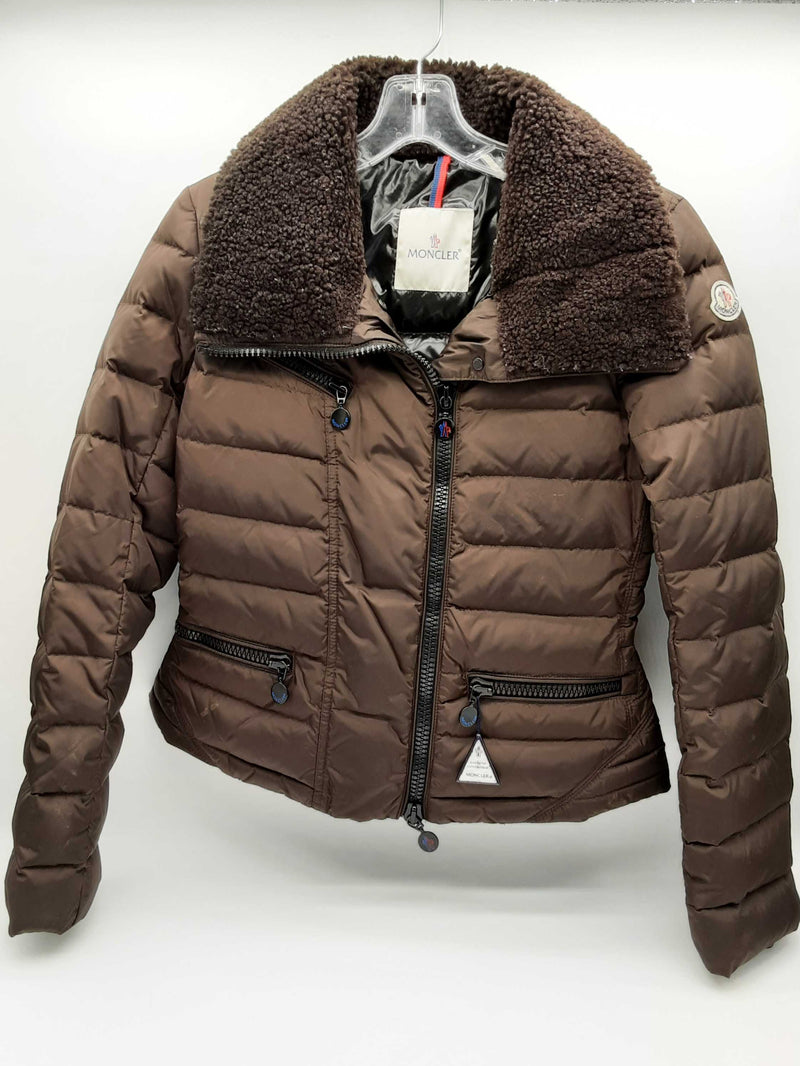 Moncler Frene Brown Lamb Sheer Puffy Bomber Jacket Do0924lrxde