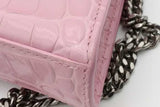 Balenciaga Hourglass Pink Crocodile Embossed Leather Chain Wallet Eb1026wrxsa