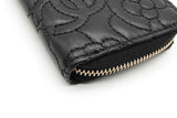Chanel Camellia Black Leather Zip Wallet Eb0626oxzde