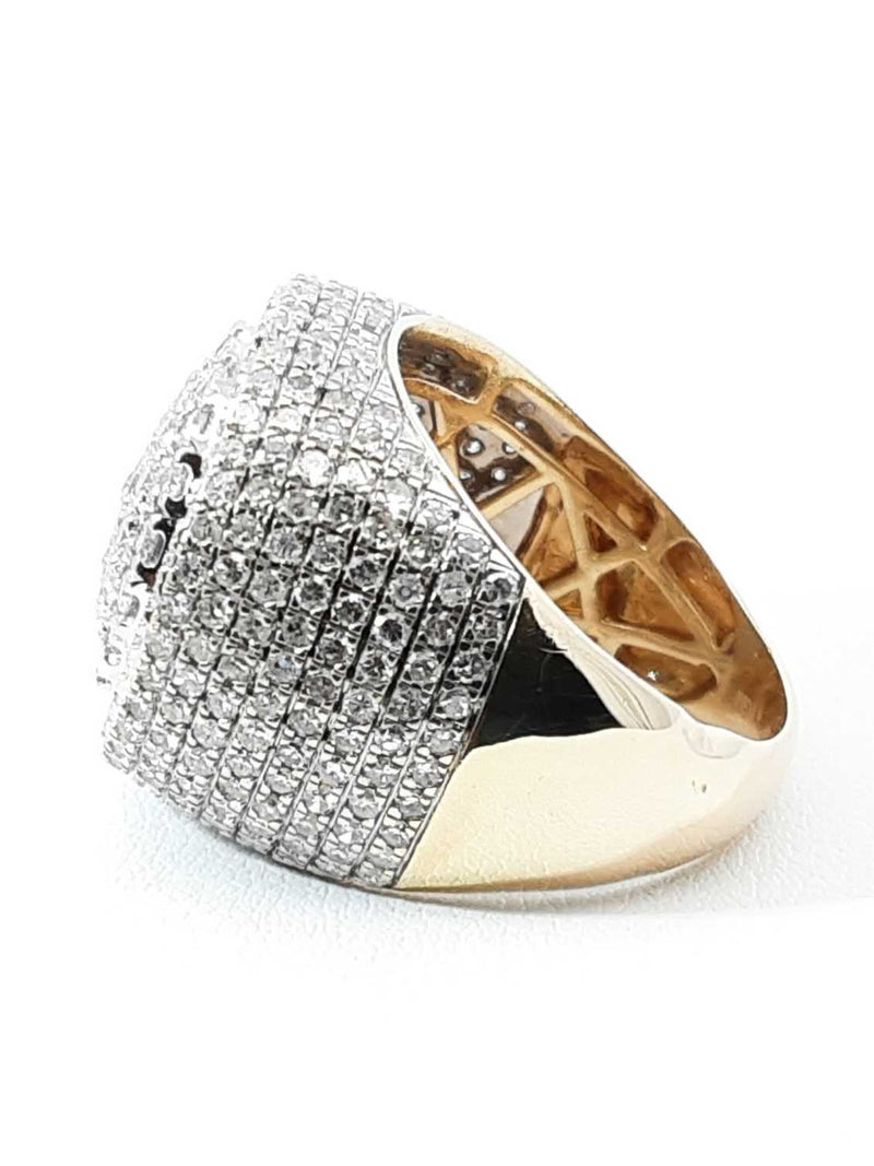 3.28 Cttw Diamond &14k Yellow Gold Pavé Dome Ring 12 Grams Size 9.5 Fw0925icrdu