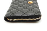 Versace Quilted Black Leather Zip Around Wallet Eb0826lorde