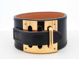 Hermès Kelly Dog Gold-tone & Black Leather Cuff Bracelet 6 Inch Fw0626lrxdu