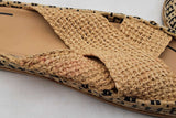 Fendi Raffia Ff Woven Crisscross Slides Size 41 Eb0825rxdu