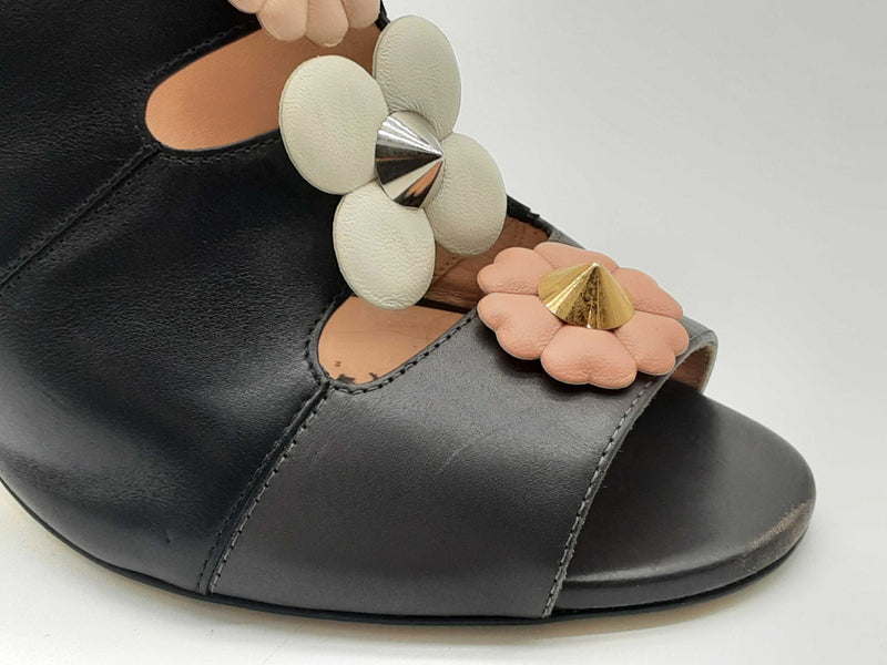 Fendi Flowerland Leather Studded Mules Size 40 Fwlrxde