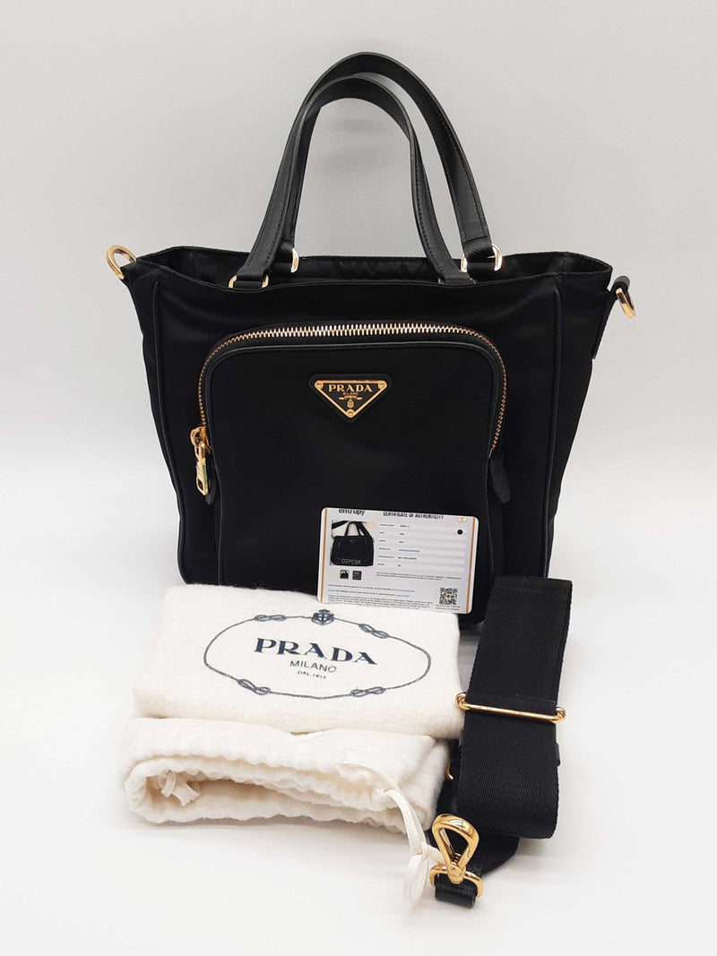 Prada Saffiano Trimmed Tessuto Nylon Black Handbag Sd0825pzxde