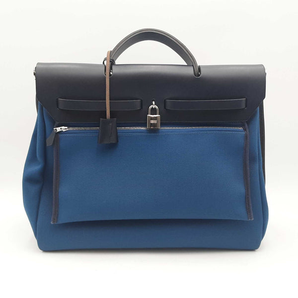 Hermes Toile Vache Hunter Herbag Zip 39mm Bleu Brighton Handbag Sd0825lzxzsa