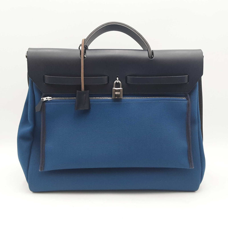 Hermes Toile Vache Hunter Herbag Zip 39mm Bleu Brighton Handbag Sd0825lzxzsa