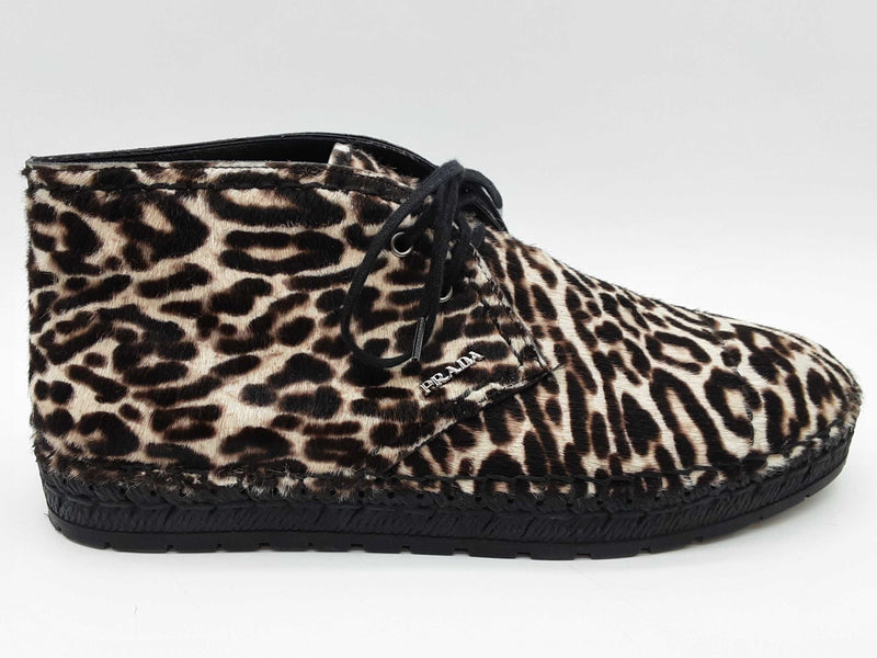 Prada Espadrille Leopard Print Calfhair Ankle Boots Size Eu 38.5 Do0725rxde