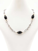 David Yurman 925 Silver, 18k Gold & Onyx Figaro Chain 38.6g 16 Inch Fw0326lcrdu
