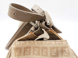 Fendi Zucchino Shoulder Bag In Beige Ff Logo Canvas Fw0726oordu