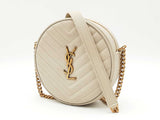 Yves Saint Laurent Round Vinyle Camera Bag In Ivory Graine De Poudre Leather Fw0726wzdu