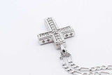 Diamond Cross 14k White Gold Pendant & Figaro Chain 9.1 Grams 22 In Eb0824woxsa