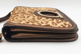 Salvatore Ferragamo Bronze Leather Calf Hair Leopard Print Shoulder Bag Eb1225oxzde