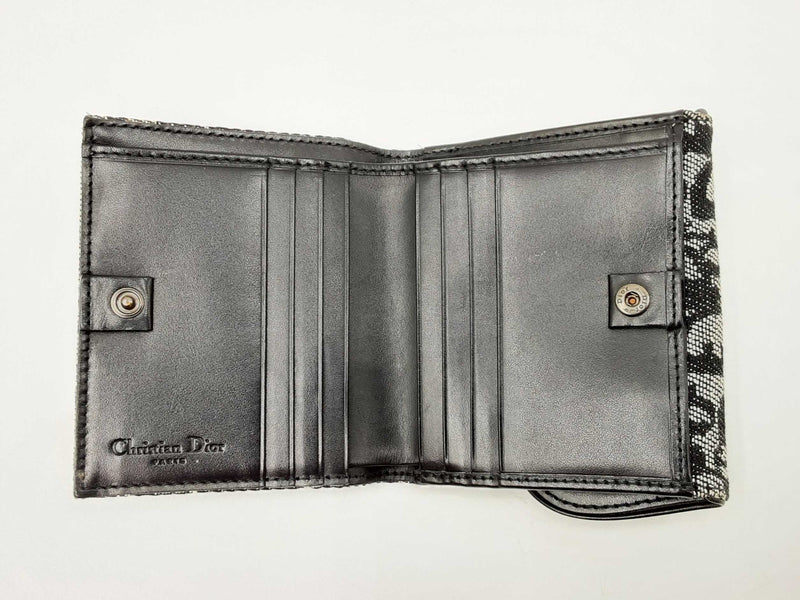 Christian Dior Saddle Wallet In Black Oblique Jacquard Fw0325lzzdu