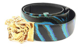 Versace Medusa Reversible Leather Belt Gold Tone Buckle Size 100 Eb1225lwxdu