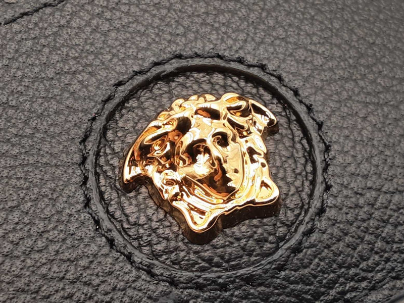Versace La Medusa Card Holder Wallet In Black Leather Fw0925ezdu