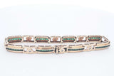 Diamond & Green Gemstone Bracelet In 14k Yellow Gold 15.1 Grams 7 In Eb1124porsa