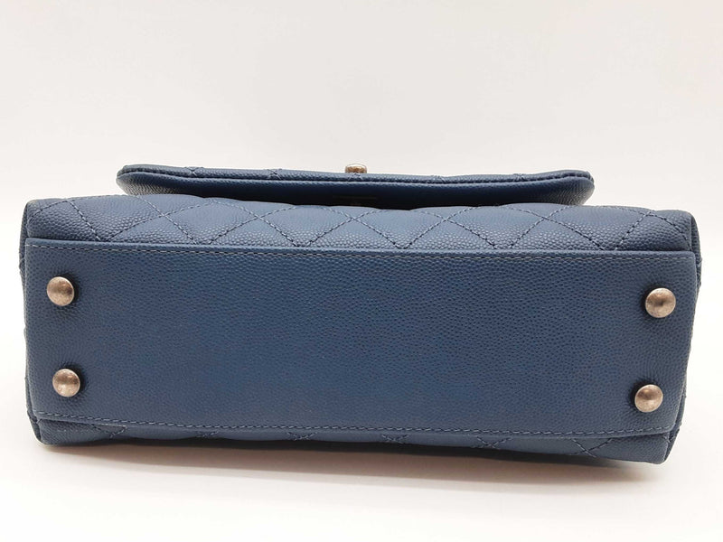 Chanel Coco Quilted Blue Caviar Leather Top Handle Crossbody Bag Do0325wwxzde