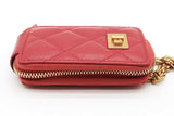 Chanel Quilted Red Leather Zip Coin Chain Pouch Eb1125wxzde