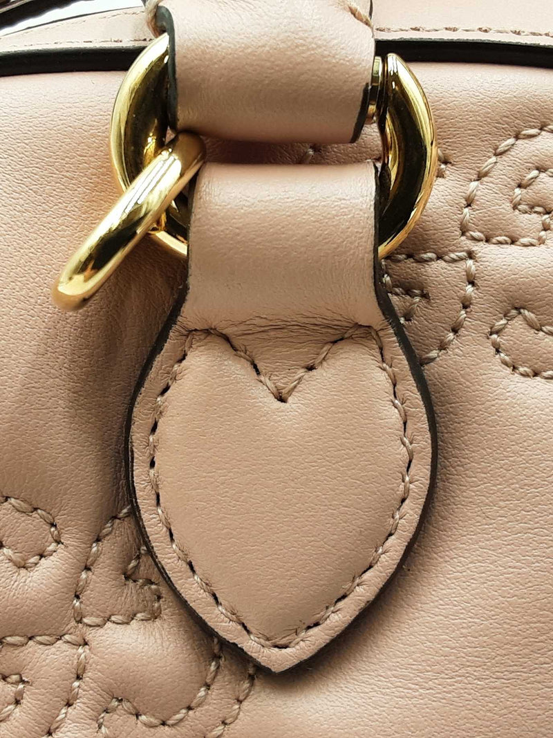 Gucci Mini Convertible Boston Bag In Pink Gg Matelassé Leather Fw1125ixzdu