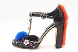 Dolce & Gabbana Vally Black Glitter Mink Fur Pumps Size 40 Eb0626lcrde