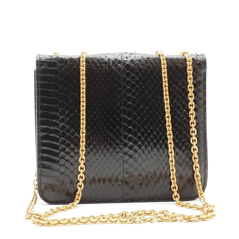 Fendi Small Black Snakeskin Karligraphy Crossbody Lh1024pxzde