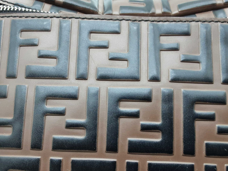 Fendi Vitello Zucca Ff Maya Brown Embossed Leather Belt Bag Do0525exzde