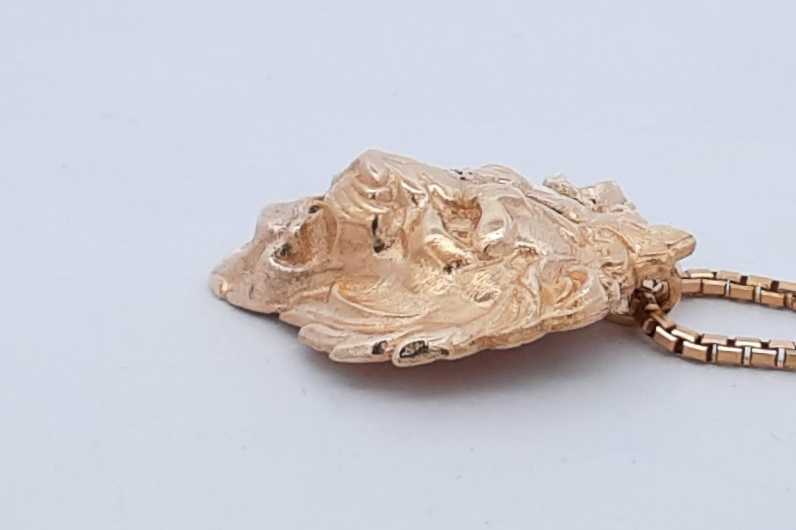 14k Yellow Gold Lion Head Pendant With Chain 16 Grams 18 Inch Eb0824rxzsa