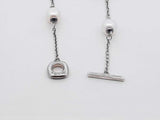 Tiffany & Co. Sterling Silver & Pearl Station Toggle Bracelet 7 Inch Fw0725wxdu