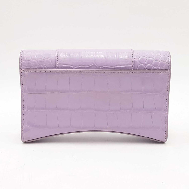 Balenciaga Shiny Calfskin Embossed Hourglass Chain Bag Lilac Sd0525pzxsa