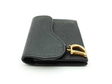Christian Dior Saddle Bloom Card Holder In Black Grained Leather Fw0726lwrdu