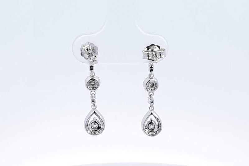 Approx. 0.26ctw Diamond Dangle Earrings In 10k White Gold 2 Grams Eb0724lxzdu