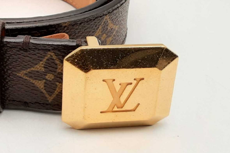 Louis Vuitton Monogram Belt With Gold Tone Buckle Eb0824lrxsa