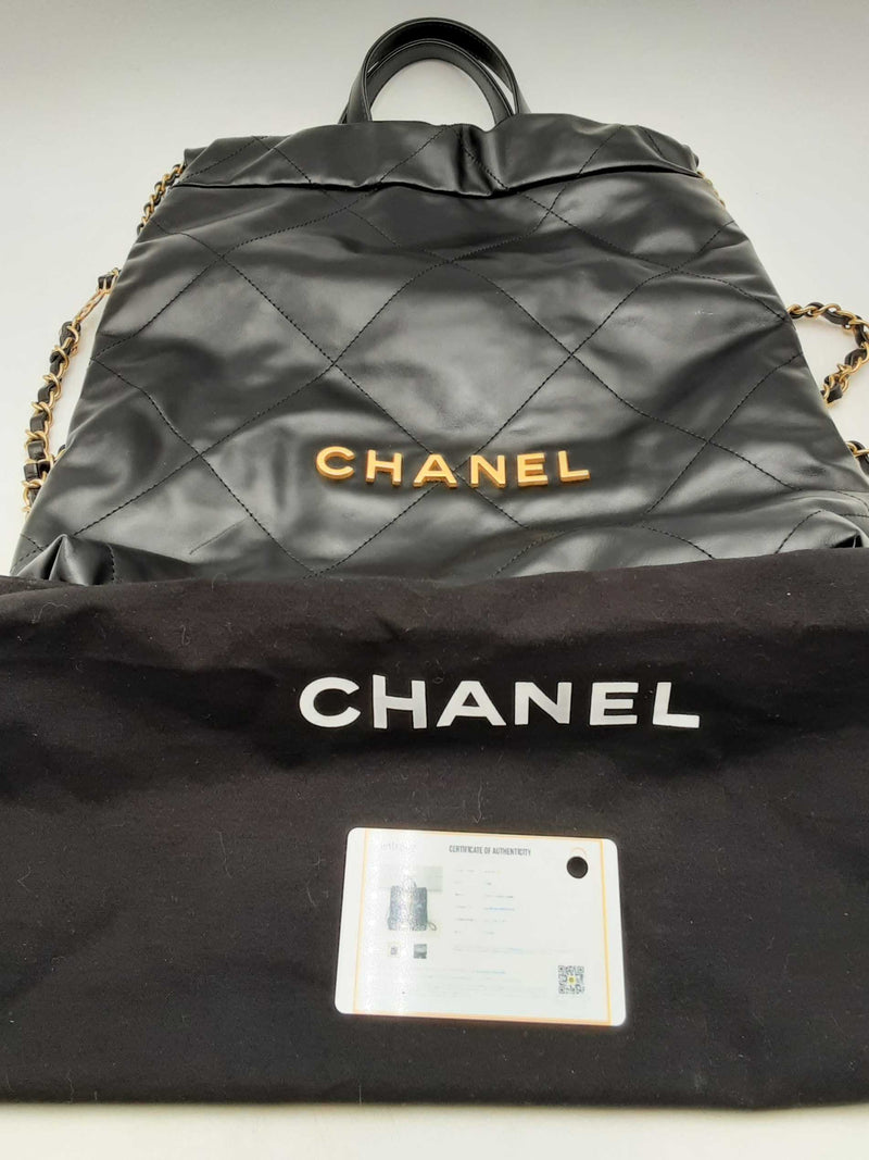 Chanel 22 Black Quilted Leather Backpack Eb0225olxzsa