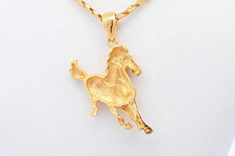 24k Yellow Gold Horse Pendant With Chain 11.3 Grams 17 Inch Eb0924ecrsa