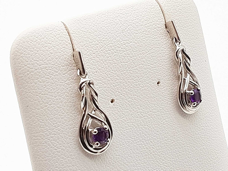 Amethyst 0.925 Silver 1.8g Knot Dangle Stud Earrings Do0725lide